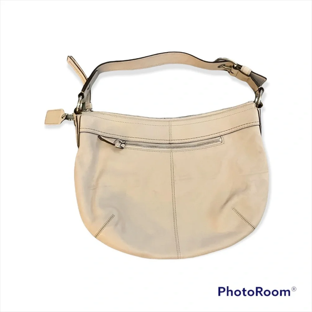 Coach Cream Pebbled Leather Hobo Handbag